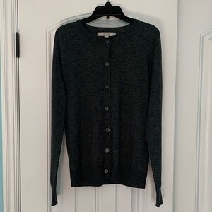 Ann Taylor Loft Cardigan knit crewneck button long sleeve gray S small